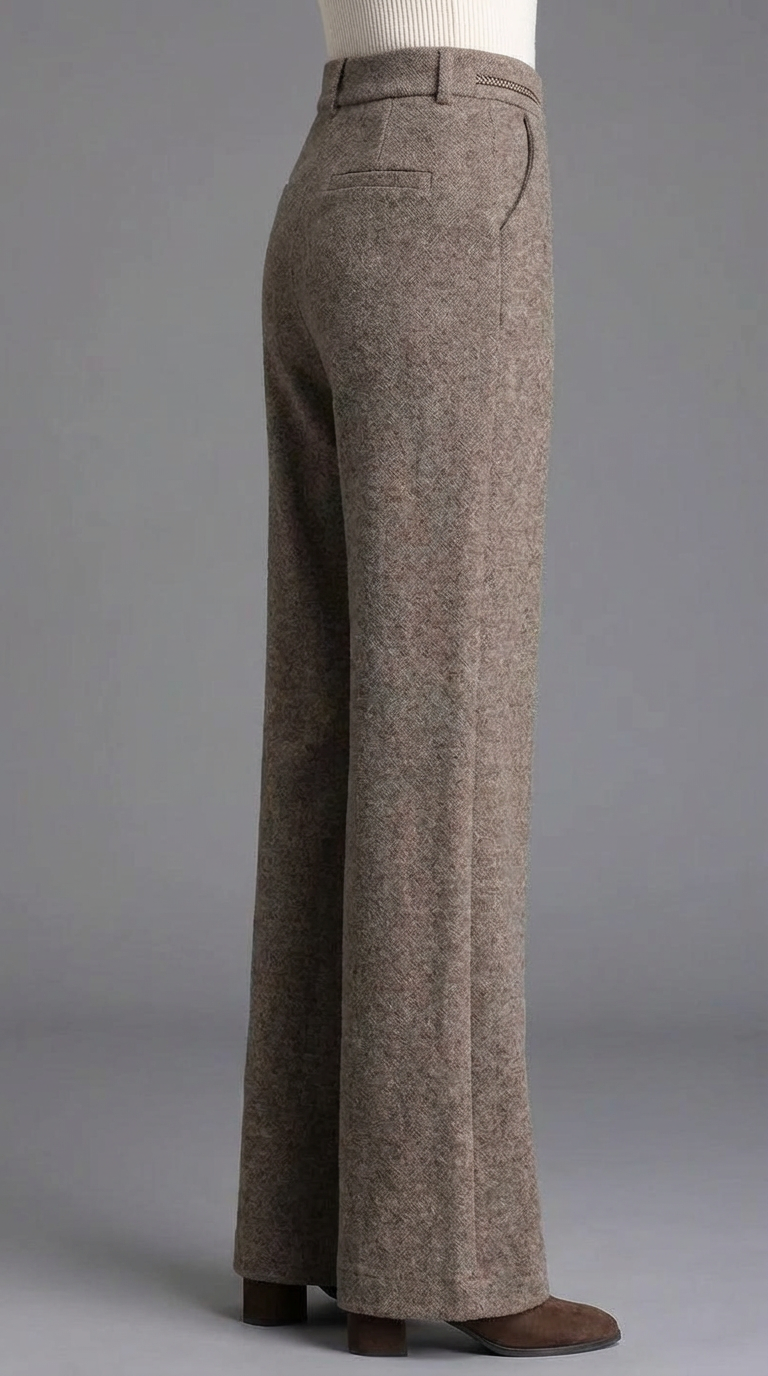 High Waist Wide Leg Woolen Pants.
