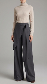 High Elegant Wide Leg Pants - Sophisticated Flowy Trousers