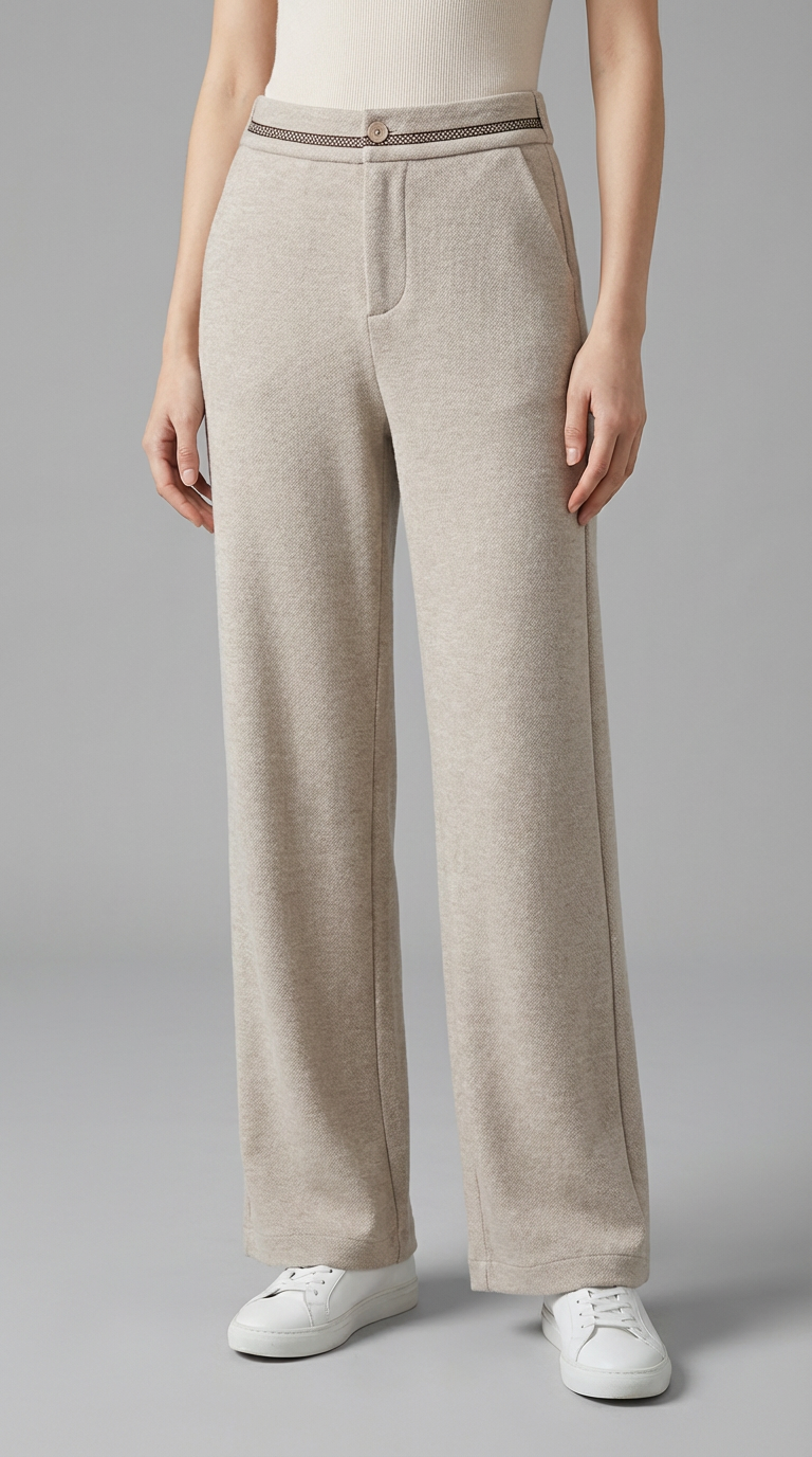 High Waist Wide Leg Woolen Pants