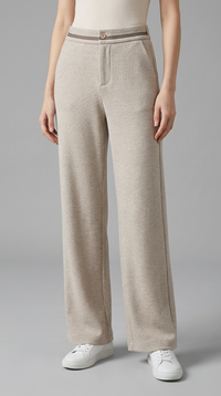 High Waist Wide Leg Woolen Pants - Elegant Winter Trousers