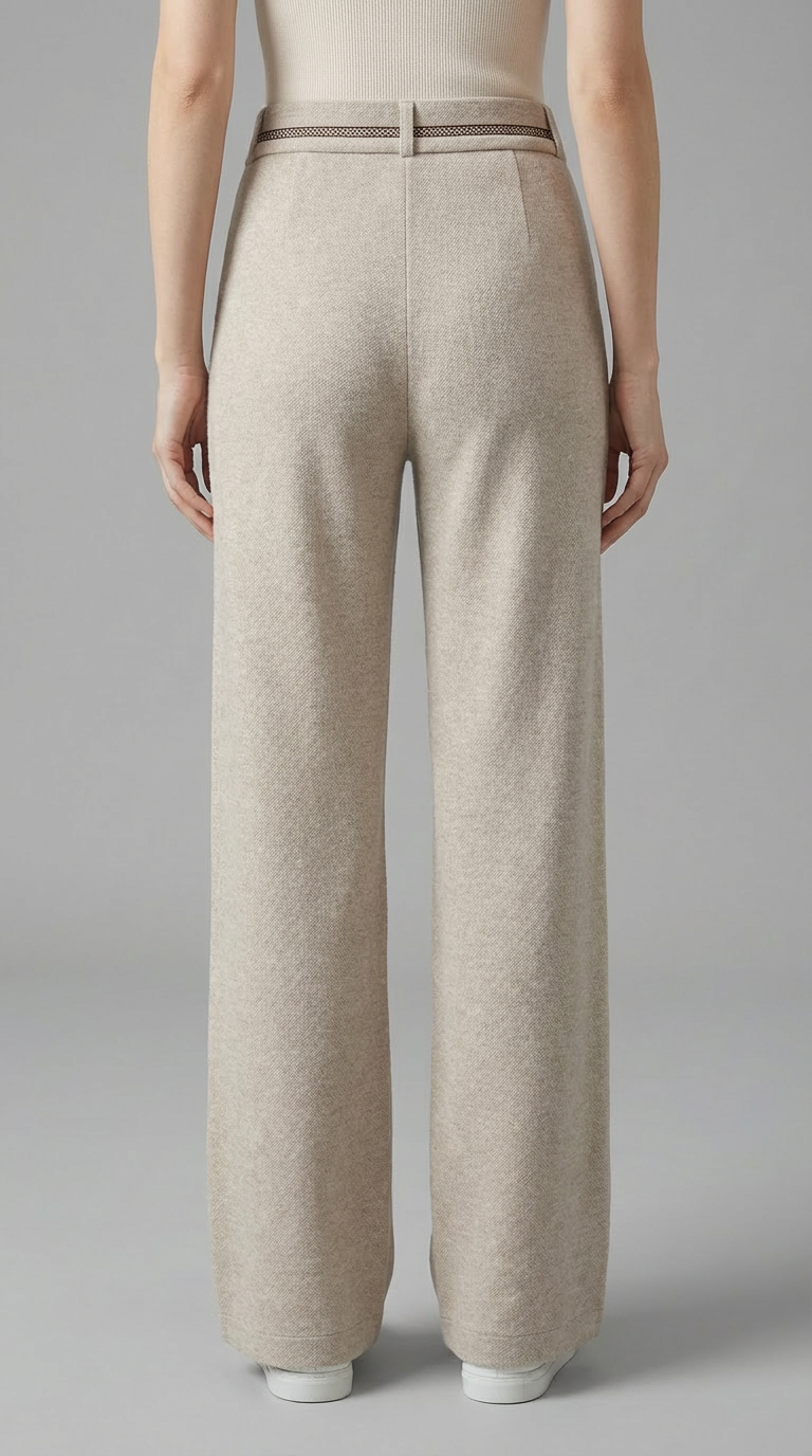 High Waist Wide Leg Woolen Pants