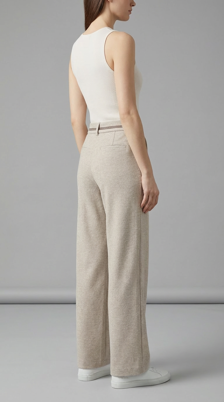 High Waist Wide Leg Woolen Pants.