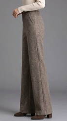 High Waist Wide Leg Woolen Pants