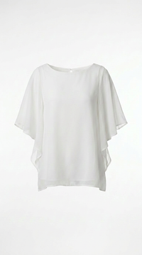 Top boule col rond manches chauve-souris - Blanc