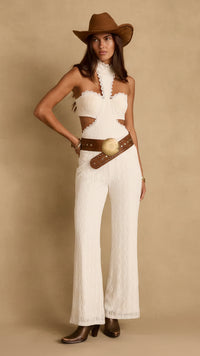 Princesa White Lace Jumpsuit Womenswear High Neck