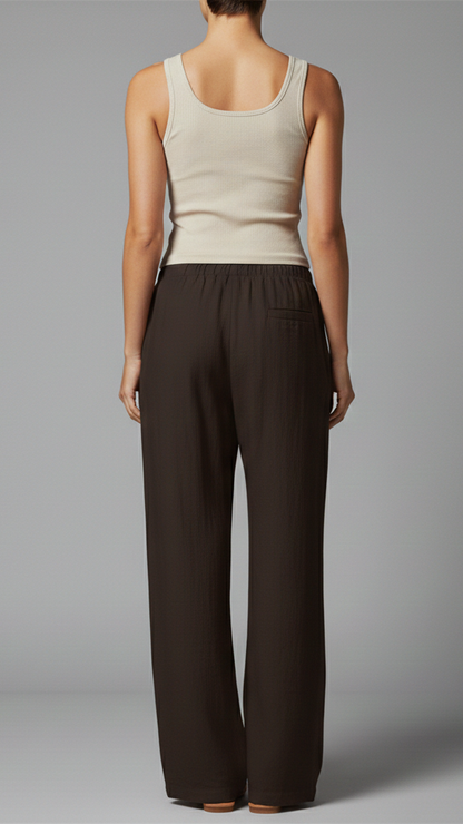 Comfort-fit wide-leg pants with pockets