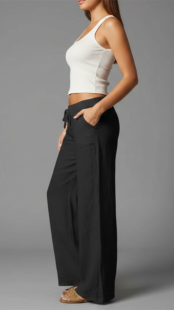 Comfort-fit wide-leg pants with pockets