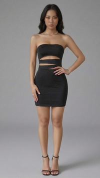Edgy Cut-Out Bodycon Mini Dress – Midnight Black