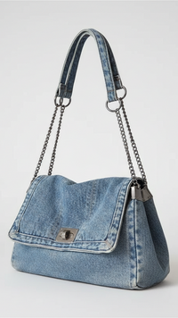 Vintage Denim Flap Bag - Retro Chic Shoulder Purse