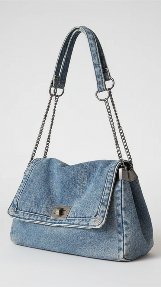 Vintage Denim Flap Bag