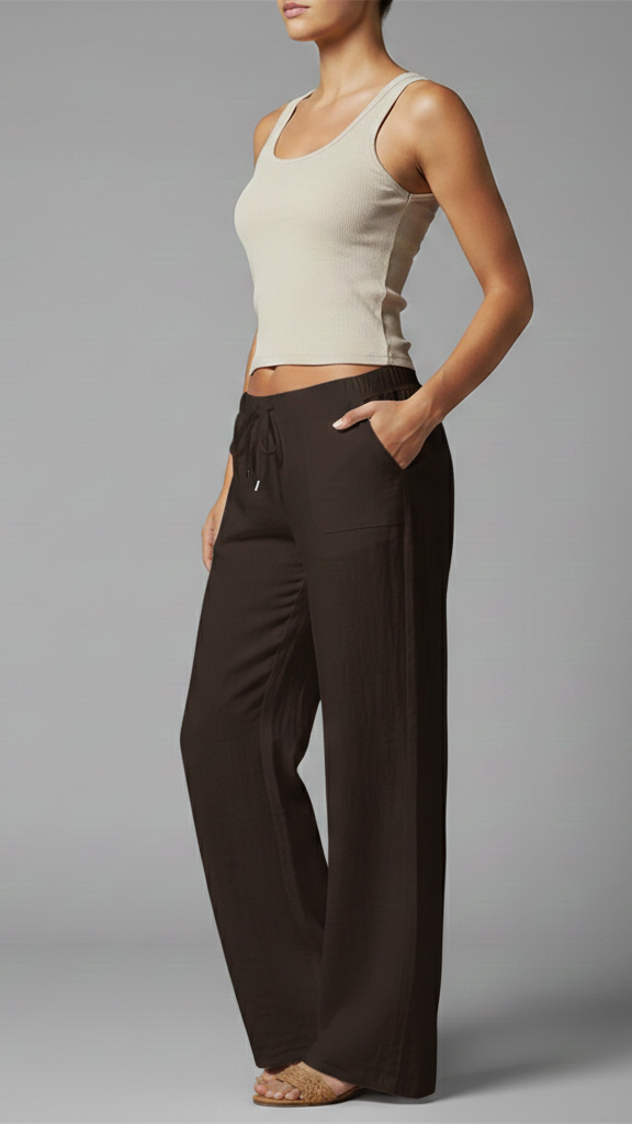 Comfort-fit wide-leg pants with pockets