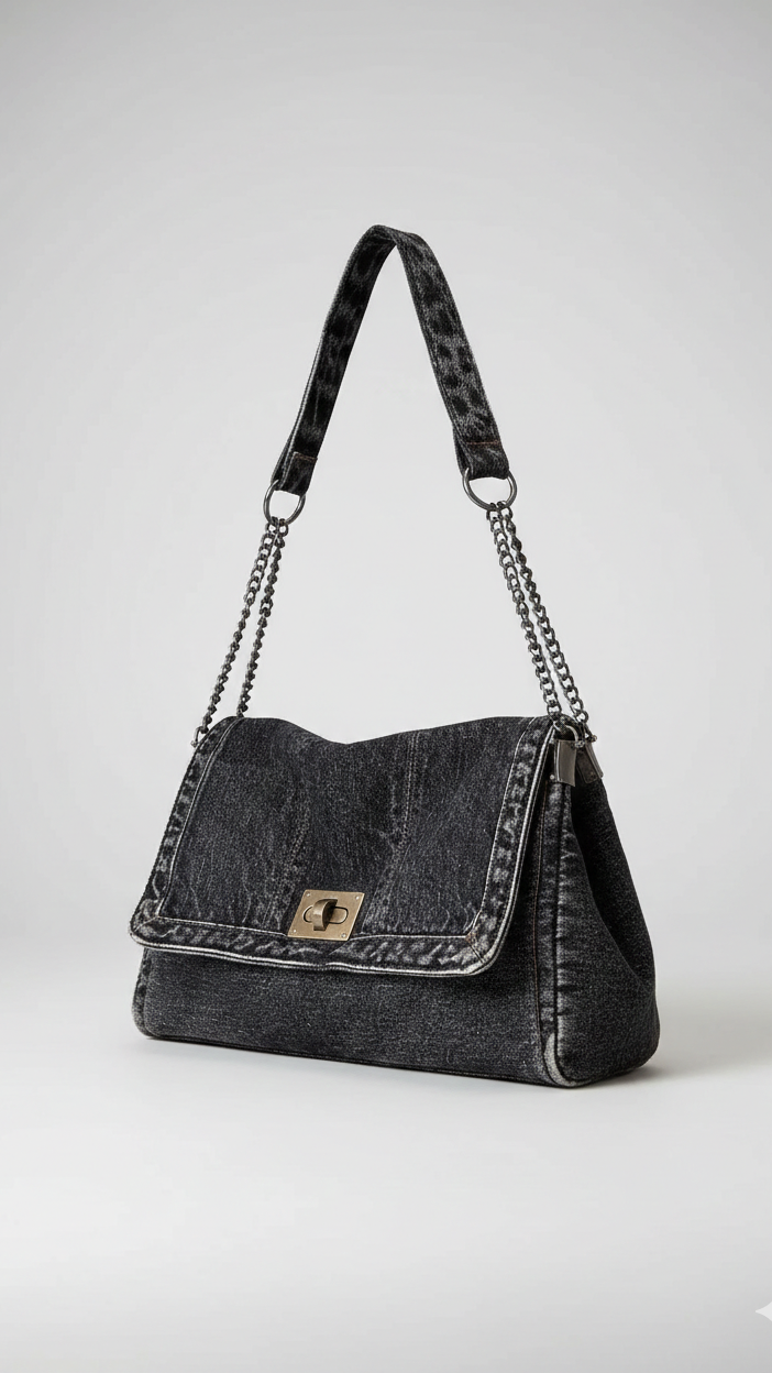 Vintage Denim Flap Bag