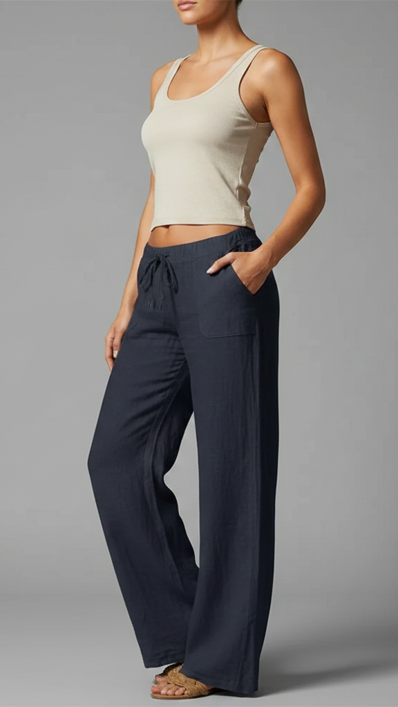 Comfort-fit wide-leg pants with pockets