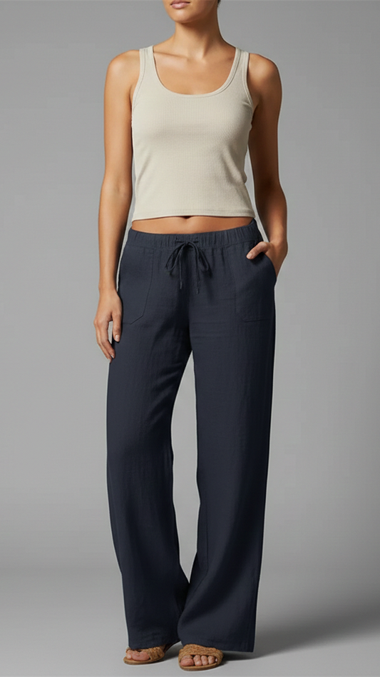 Comfort-fit wide-leg pants with pockets