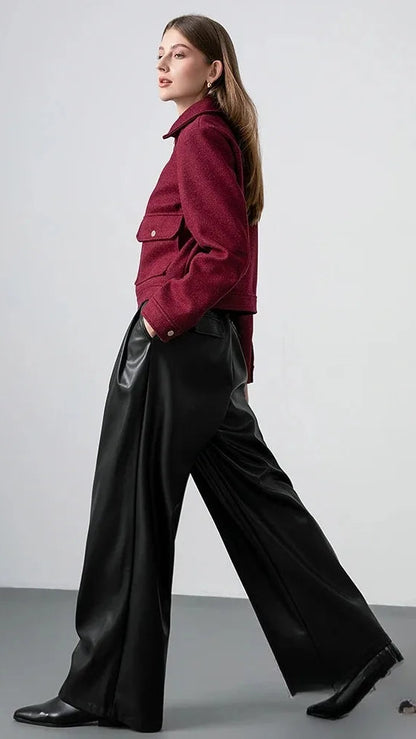 Red Bordeaux Loose Jackets