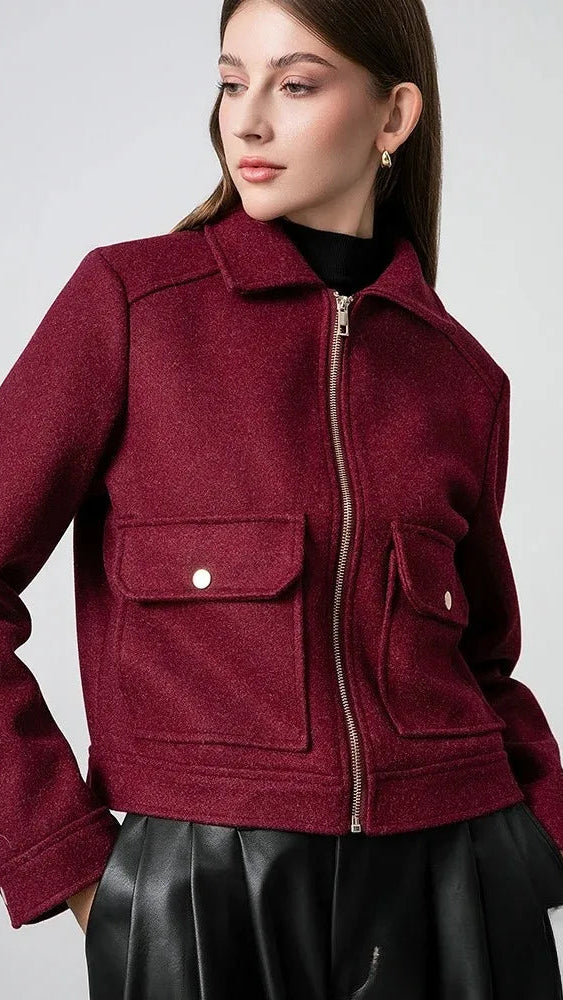 Red Bordeaux Loose Jackets
