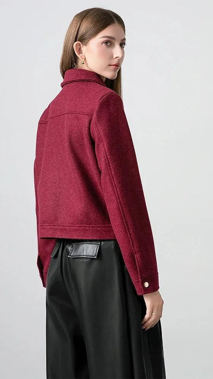 Red Bordeaux Loose Jackets