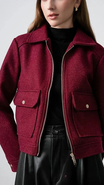 Red Bordeaux Loose Jackets